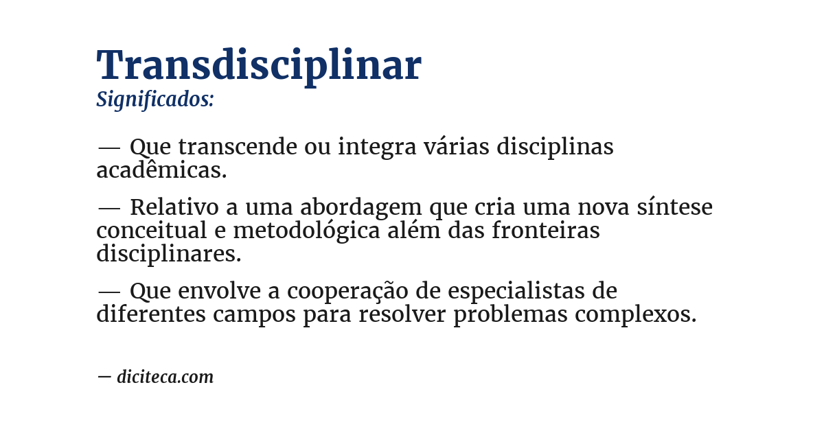 Significado de transdisciplinar