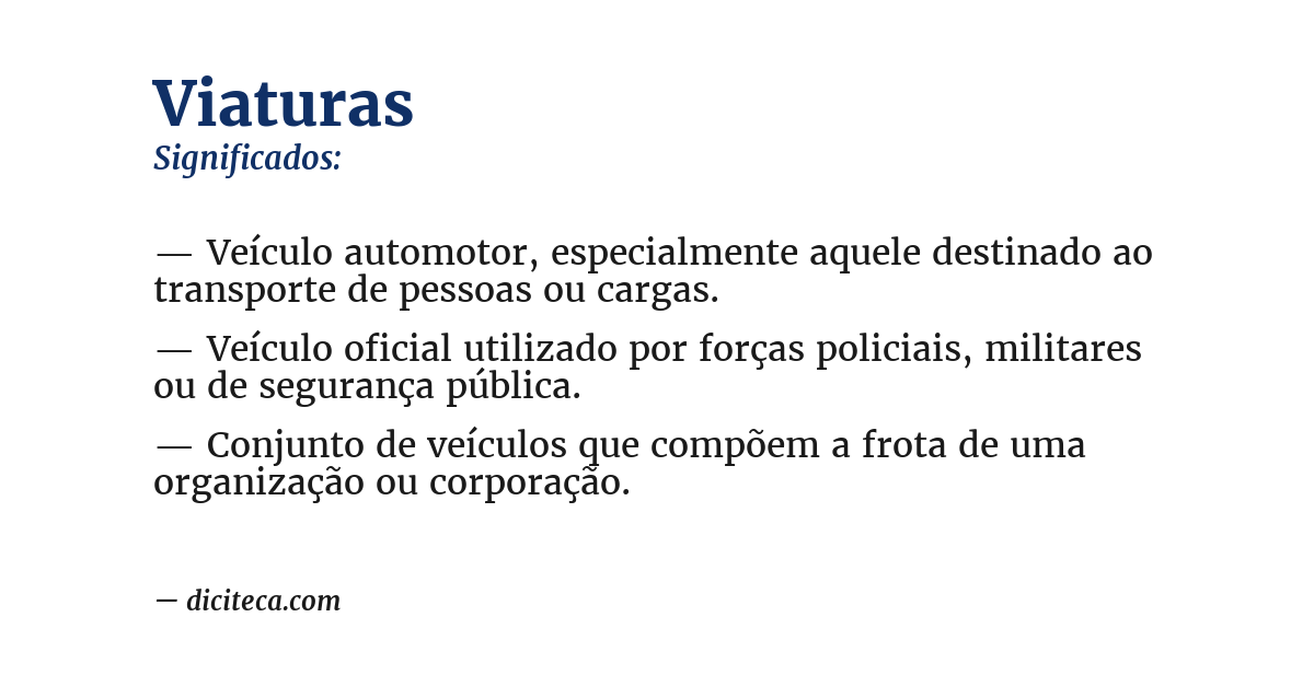 Significado de viaturas