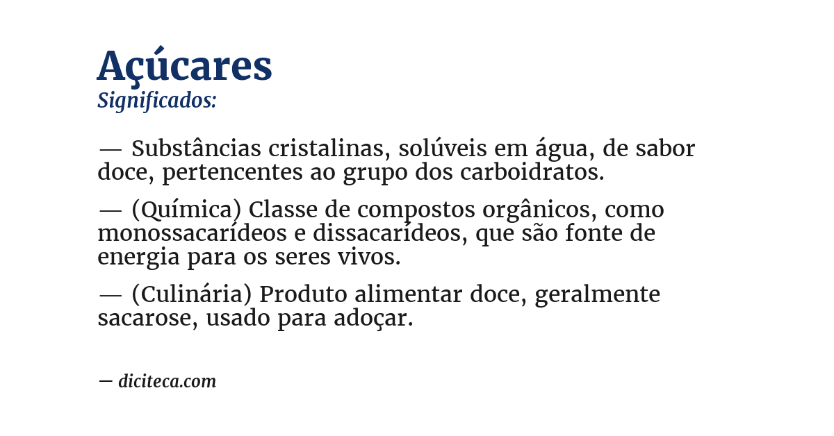 Significado de açúcares
