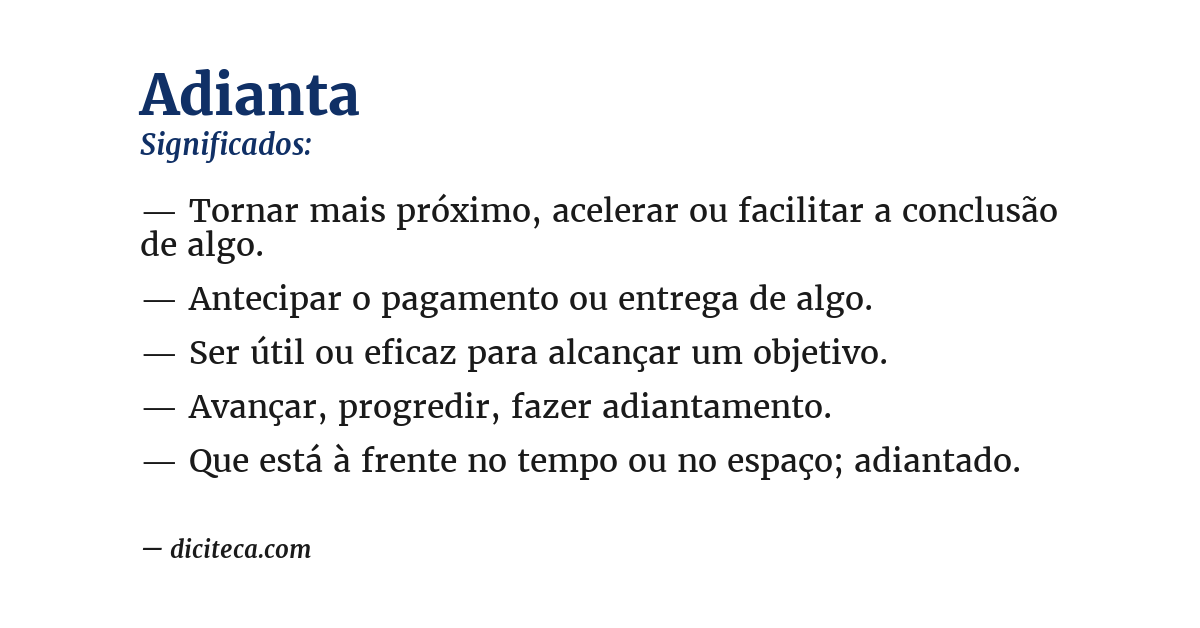Significado de adianta