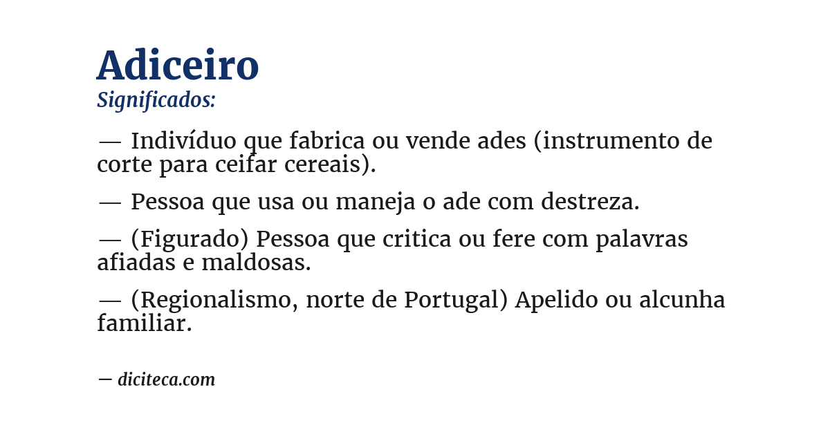 Significado de adiceiro
