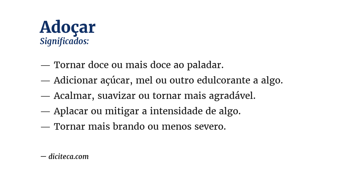 Significado de adoçar