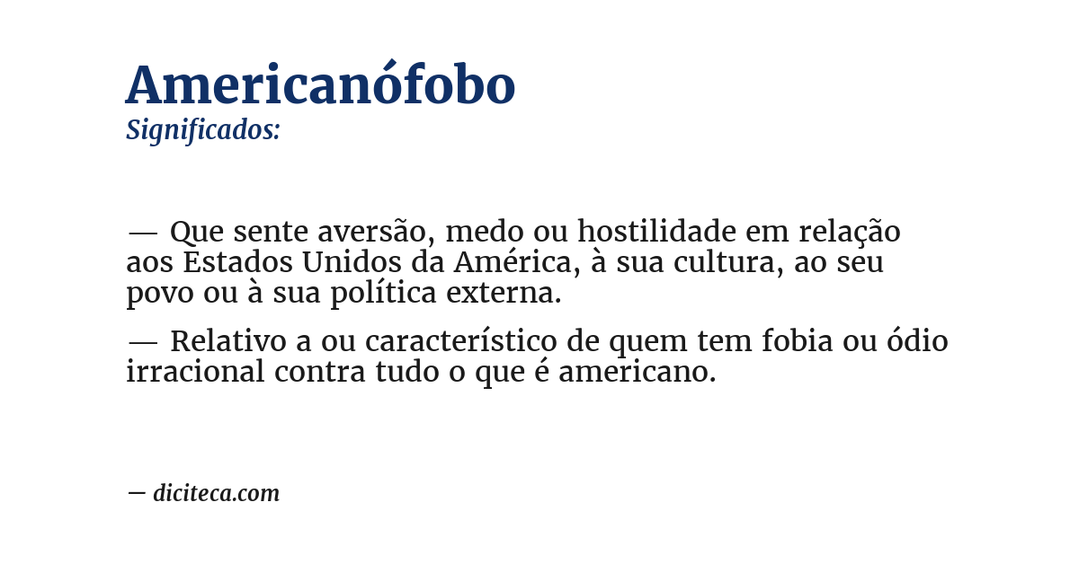 Significado de americanófobo