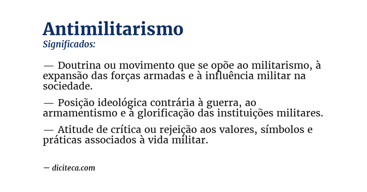Significado de antimilitarismo