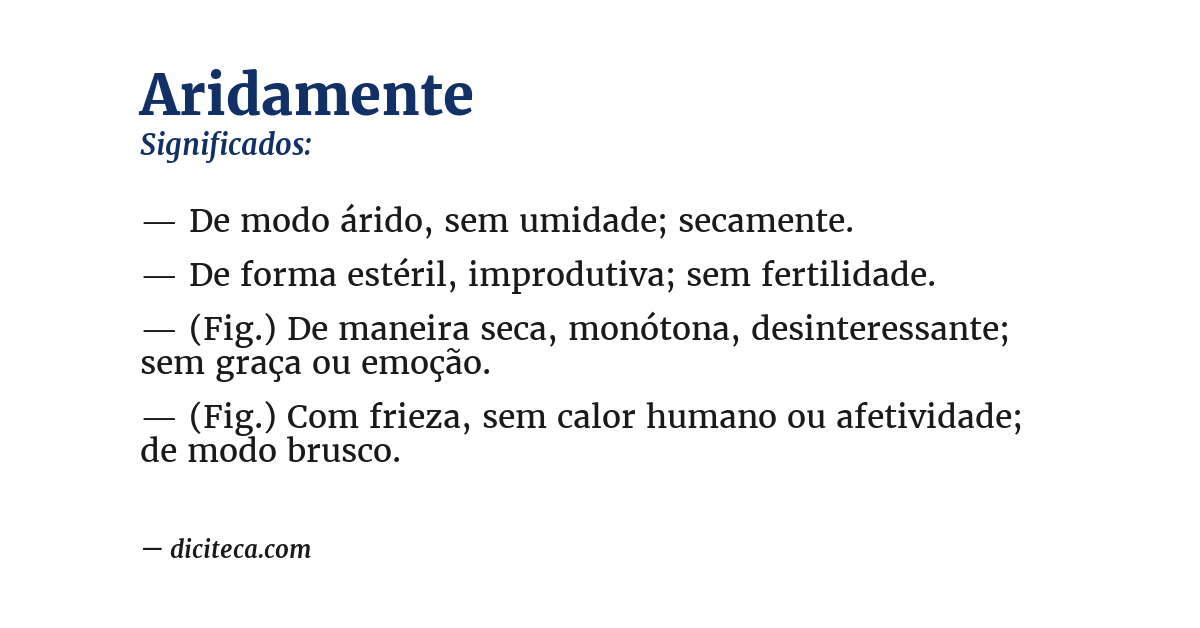 Significado de aridamente