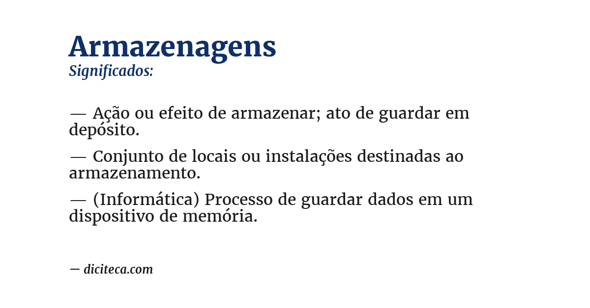 Significado de armazenagens