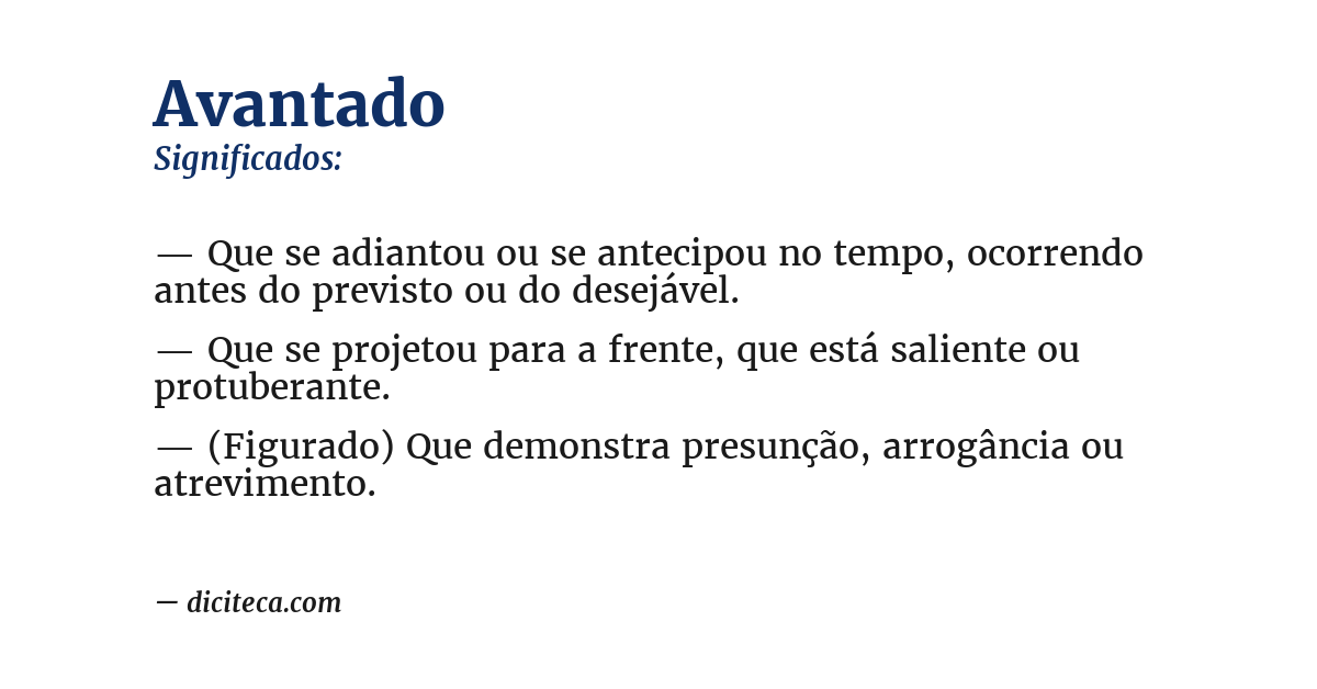 Significado de avantado