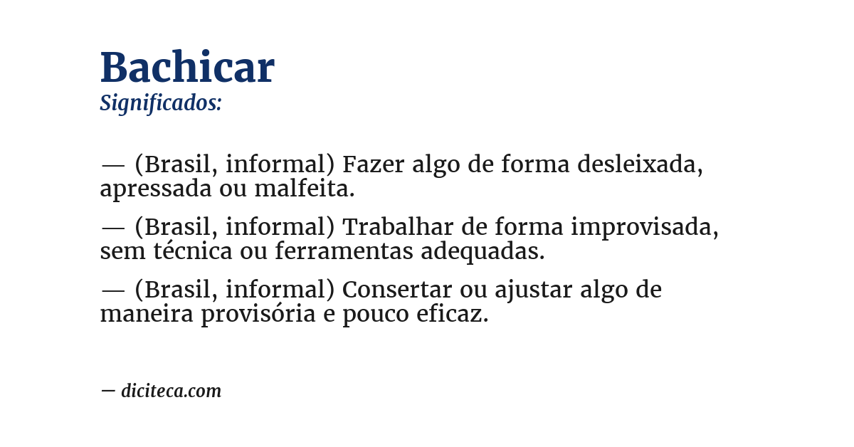 Significado de bachicar