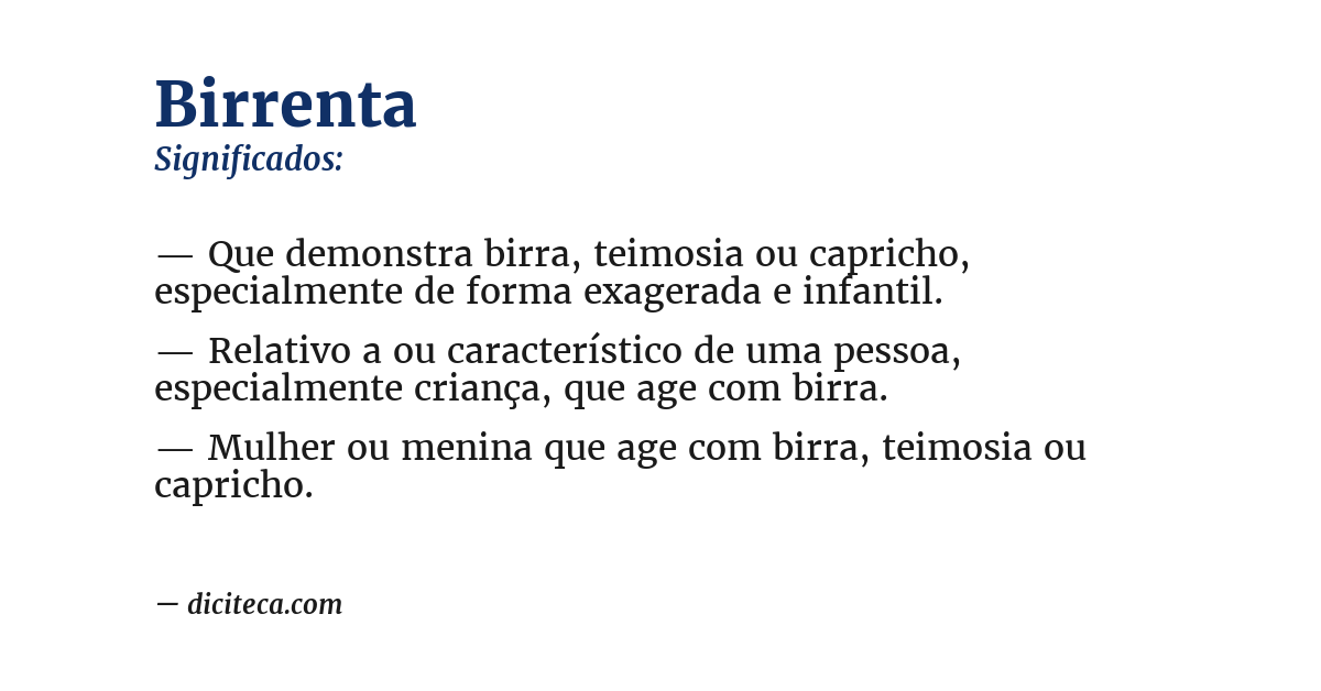 Significado de birrenta