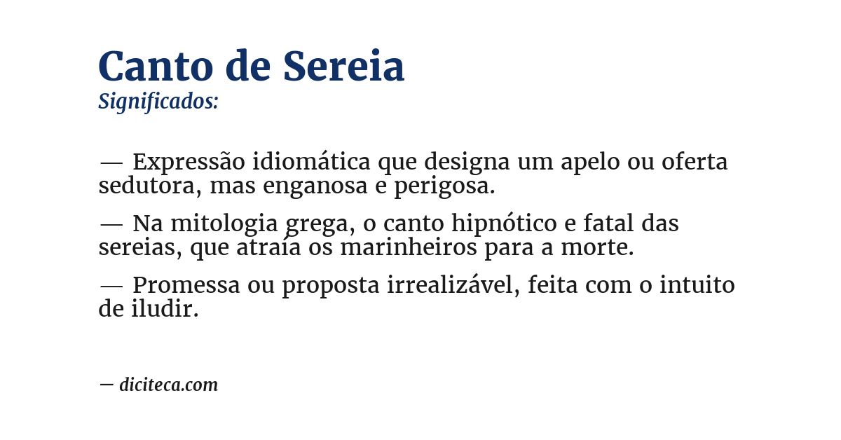Significado de canto de sereia