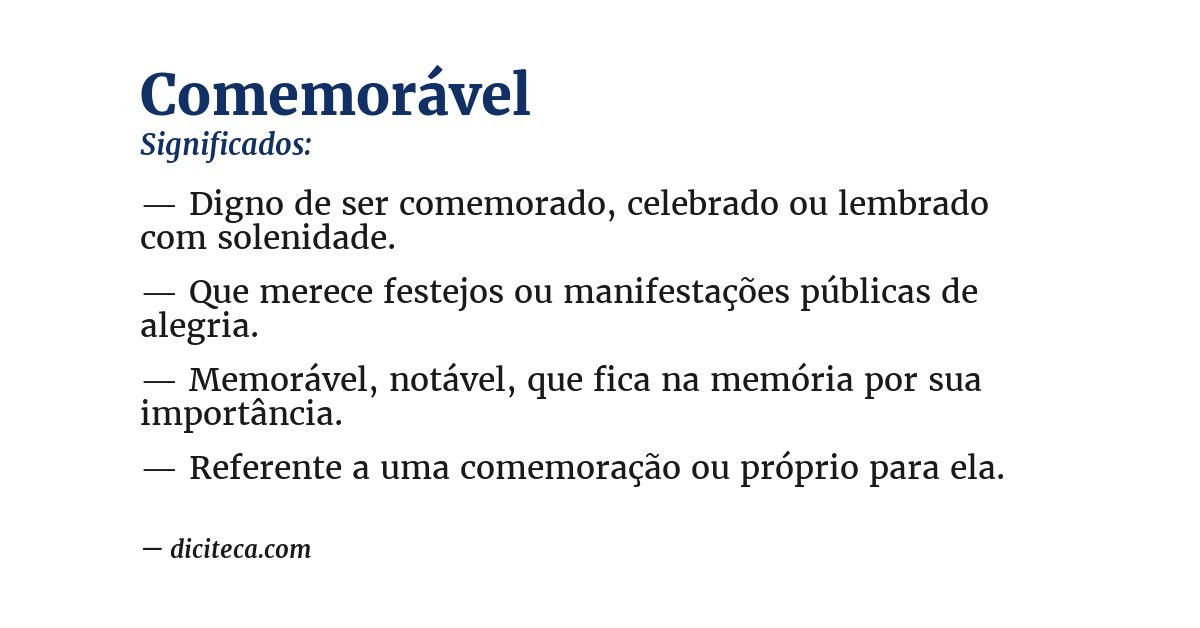 Significado de comemorável