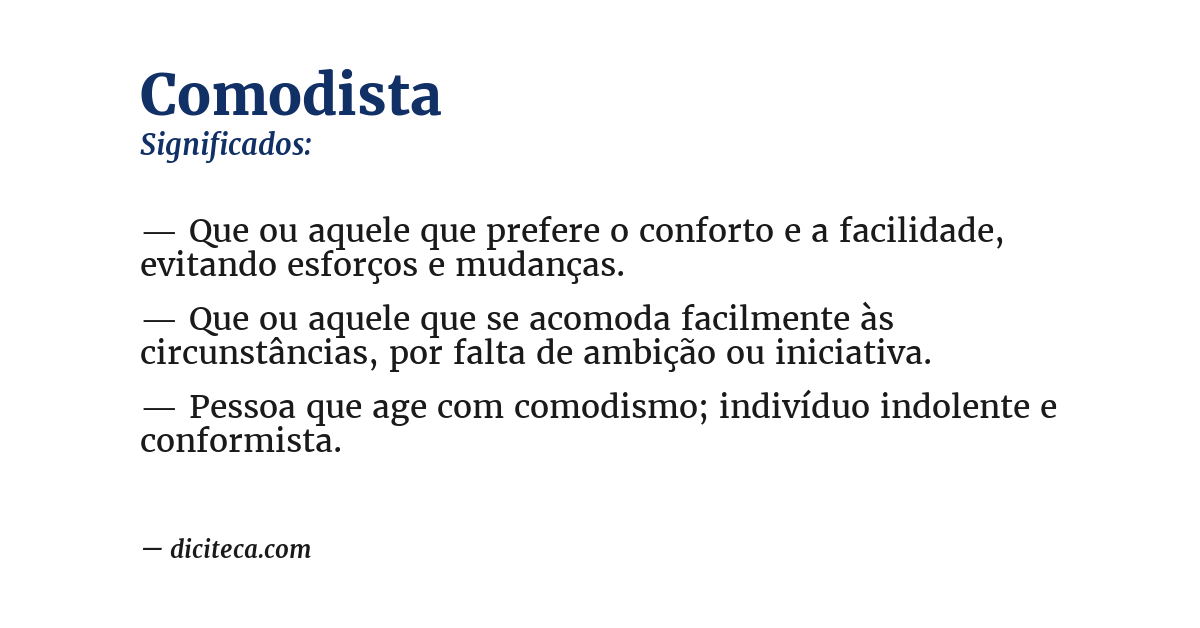 Significado de comodista