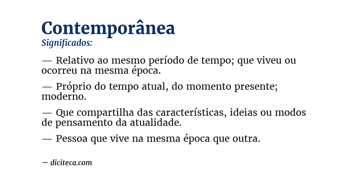 Significado de contemporânea