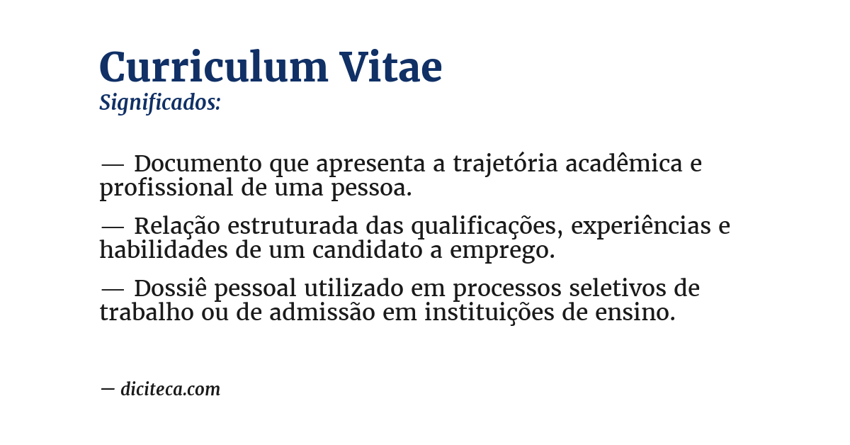 Significado de curriculum vitae