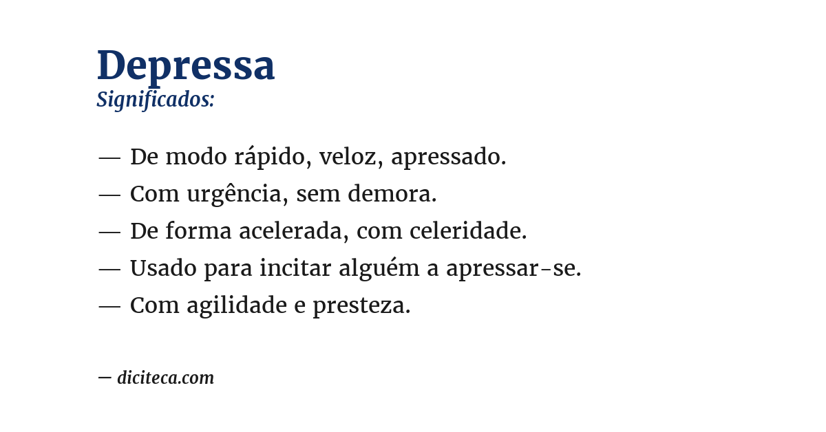 Significado de depressa