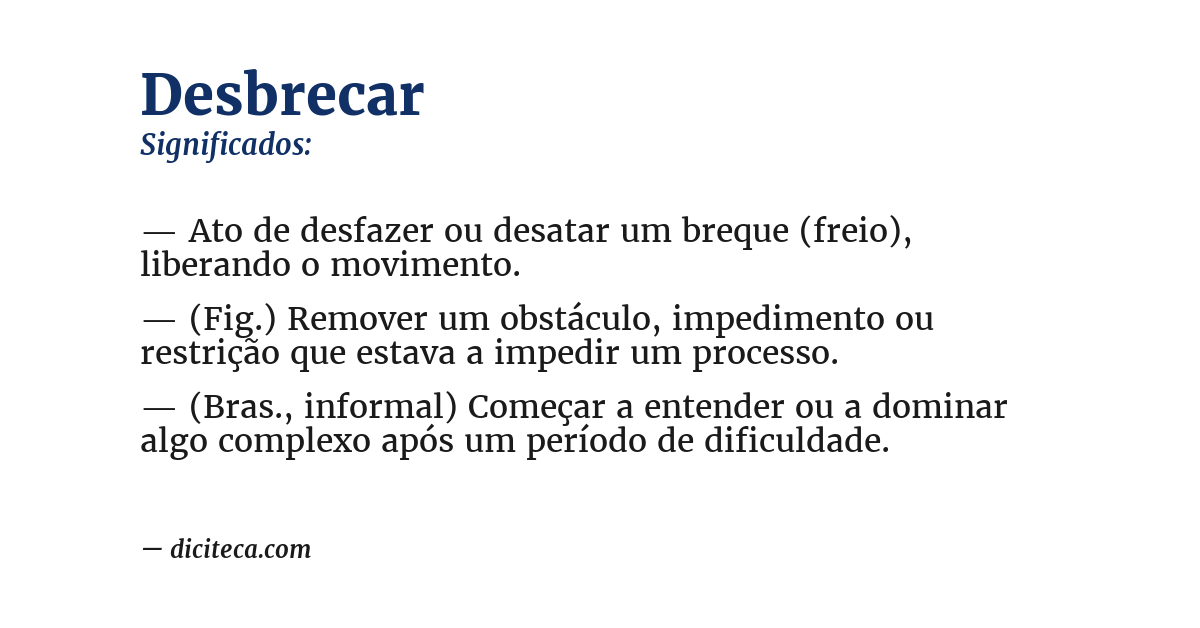 Significado de desbrecar