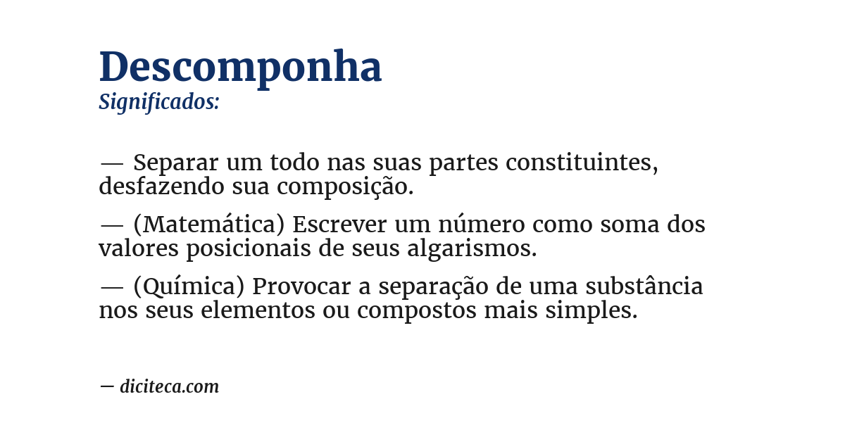 Significado de descomponha