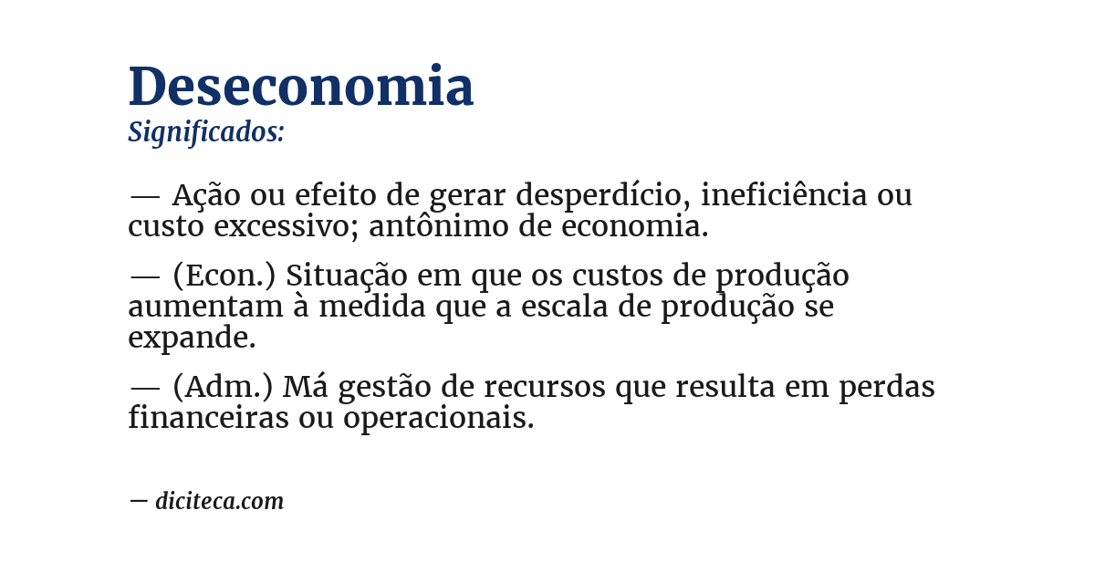 Significado de deseconomia
