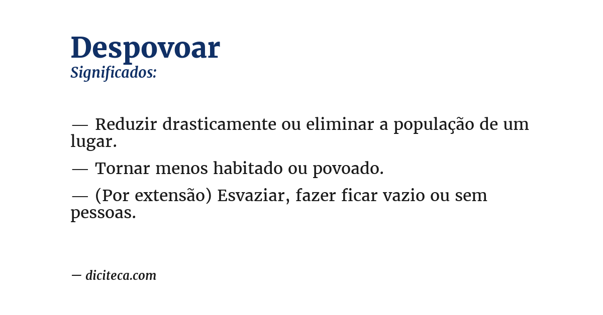 Significado de despovoar