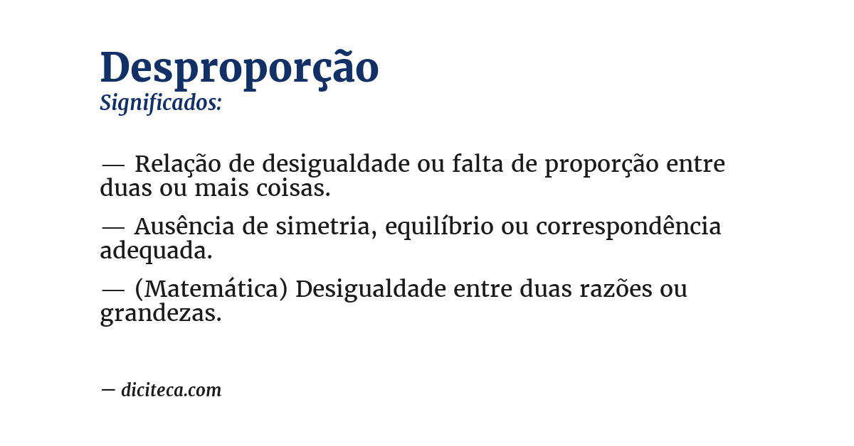 Significado de desproporção