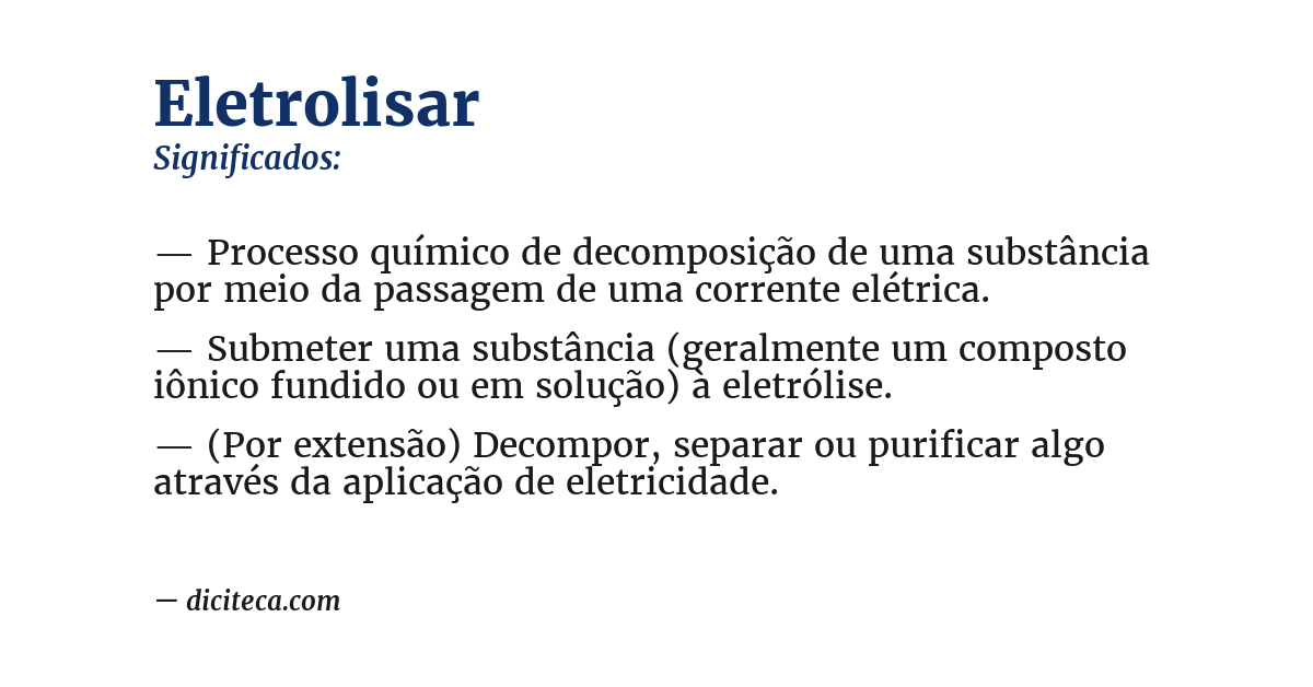 Significado de eletrolisar