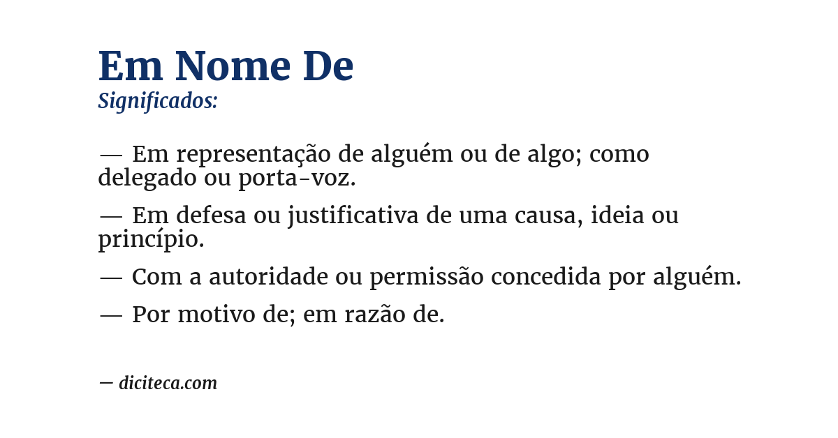 Significado de em nome de