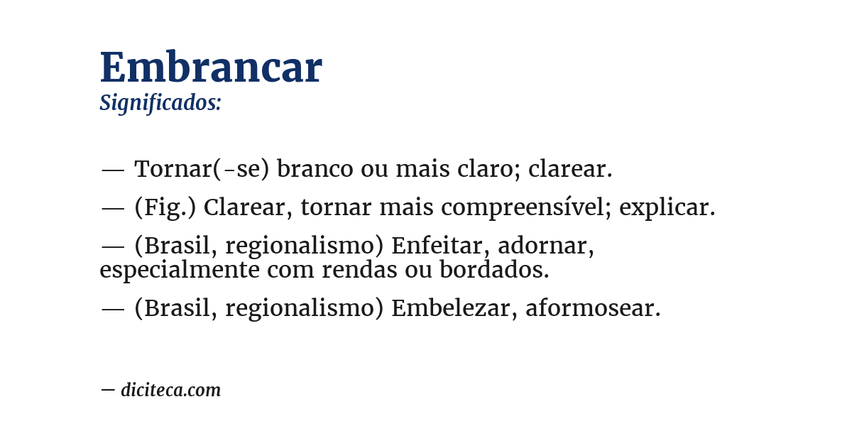 Significado de embrancar