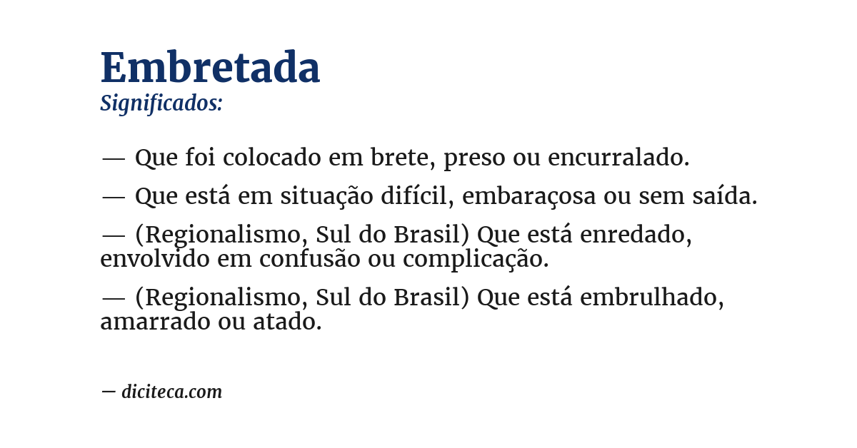 Significado de embretada