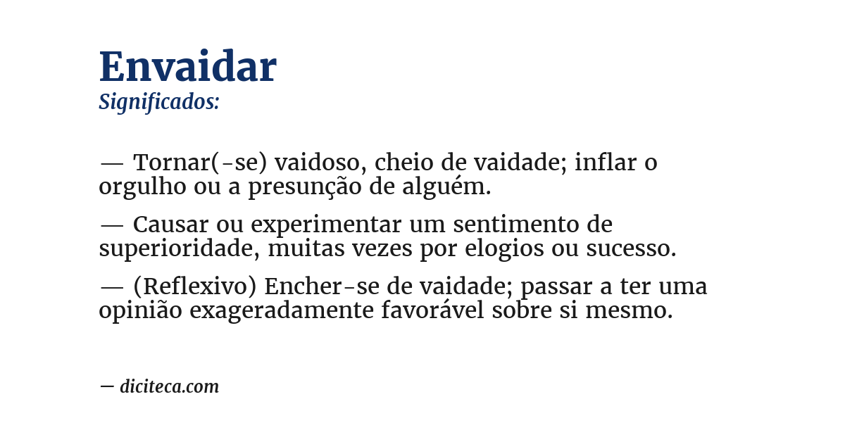 Significado de envaidar