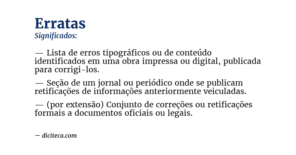 Significado de erratas