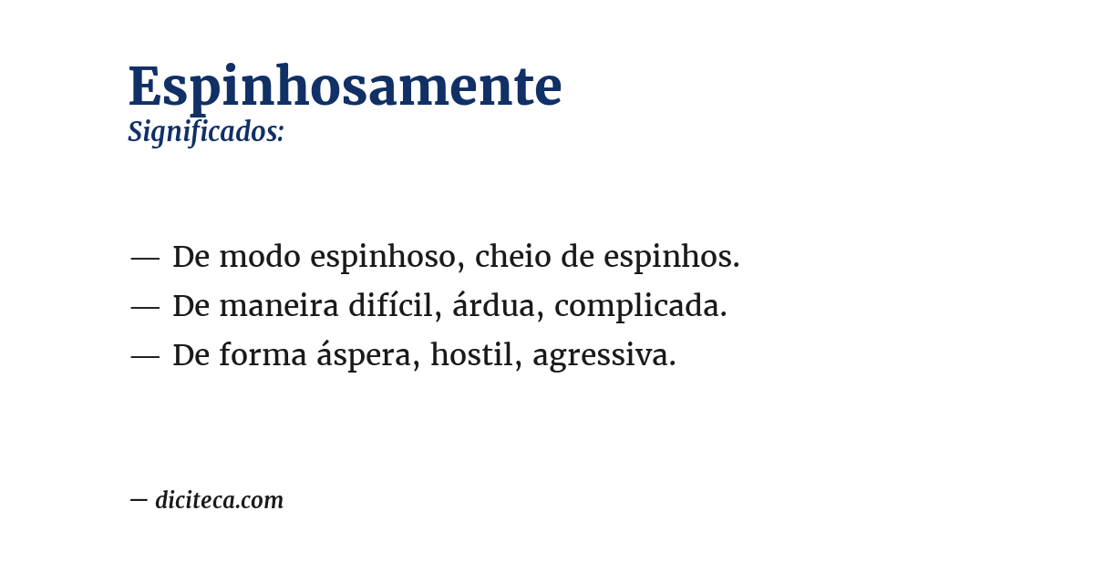 Significado de espinhosamente