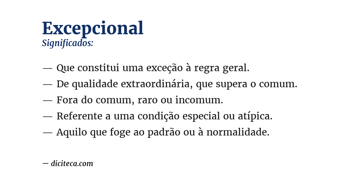 Significado de excepcional