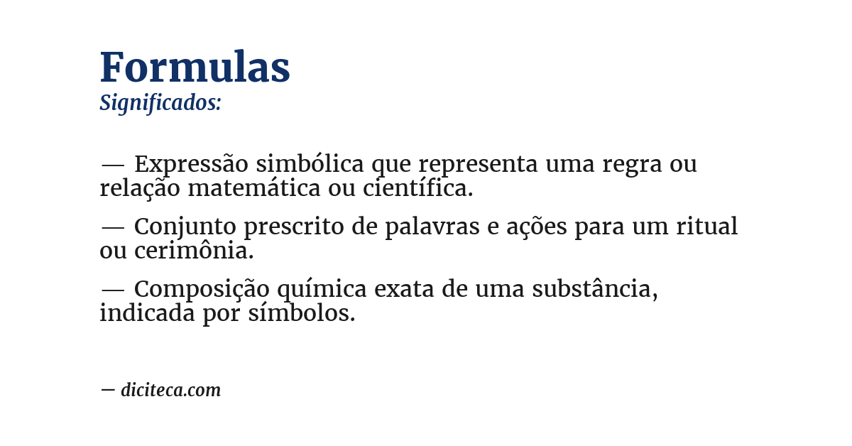 Significado de formulas