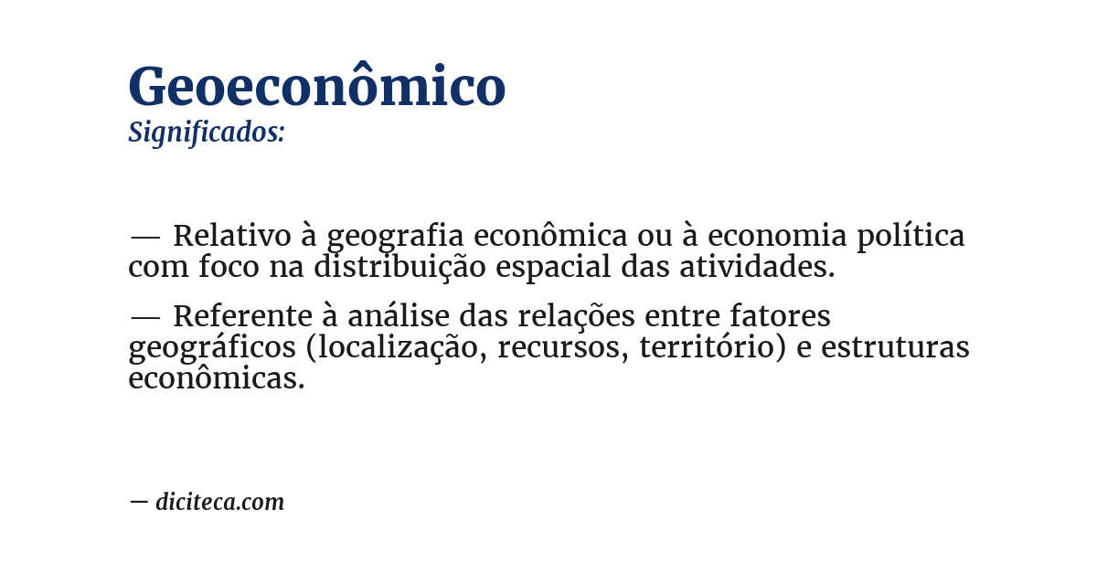 Significado de geoeconômico