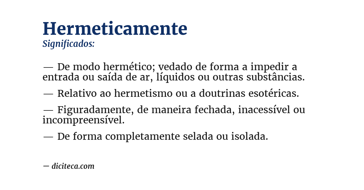 Significado de hermeticamente