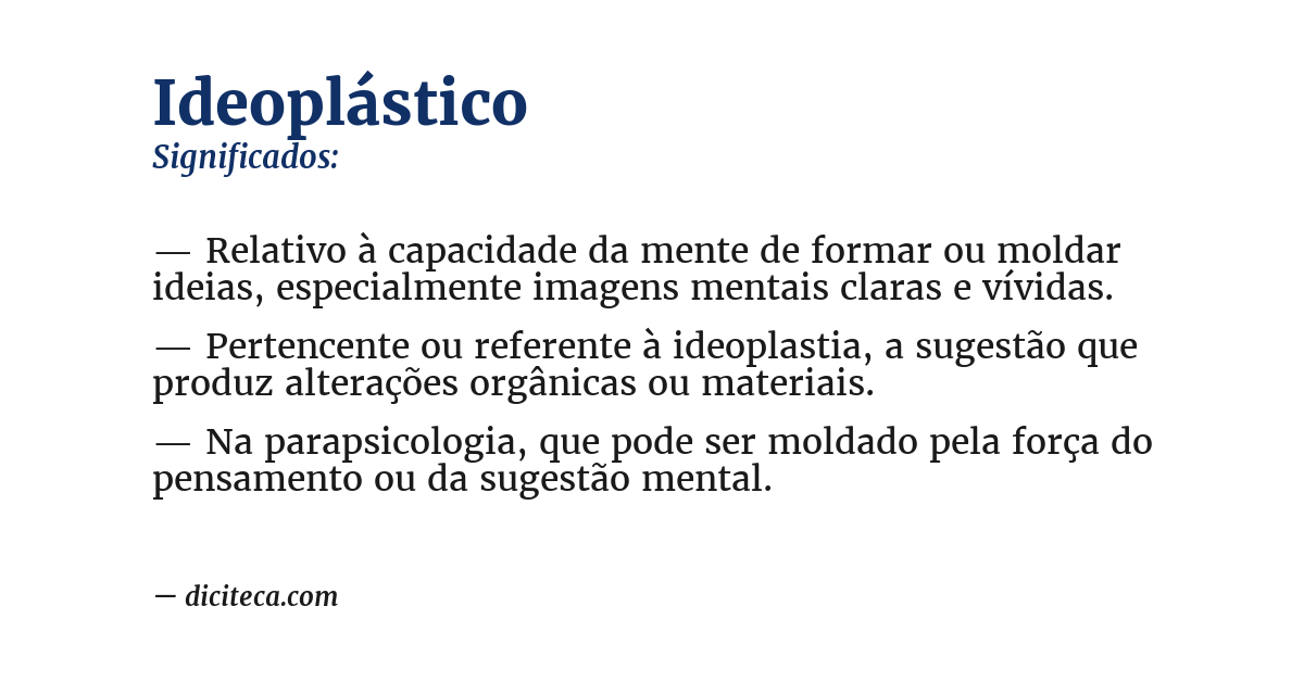 Significado de ideoplástico