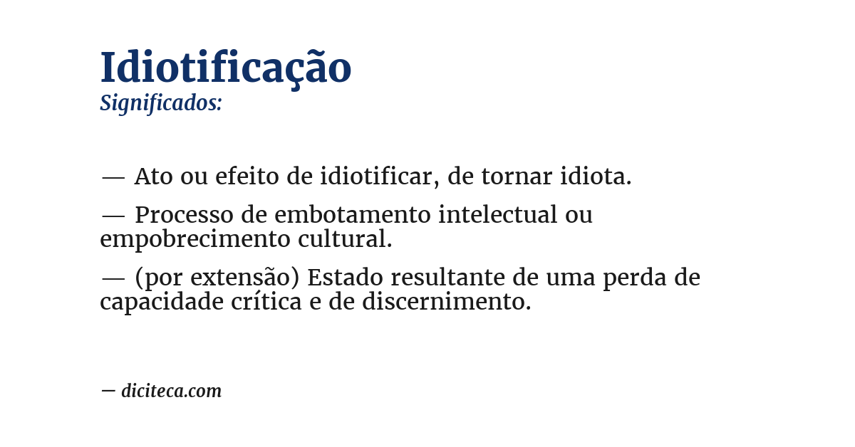 Significado de idiotificação