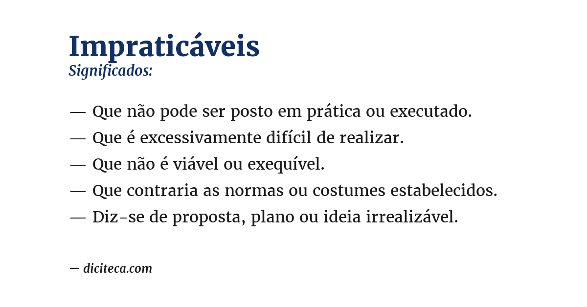 Significado de impraticáveis
