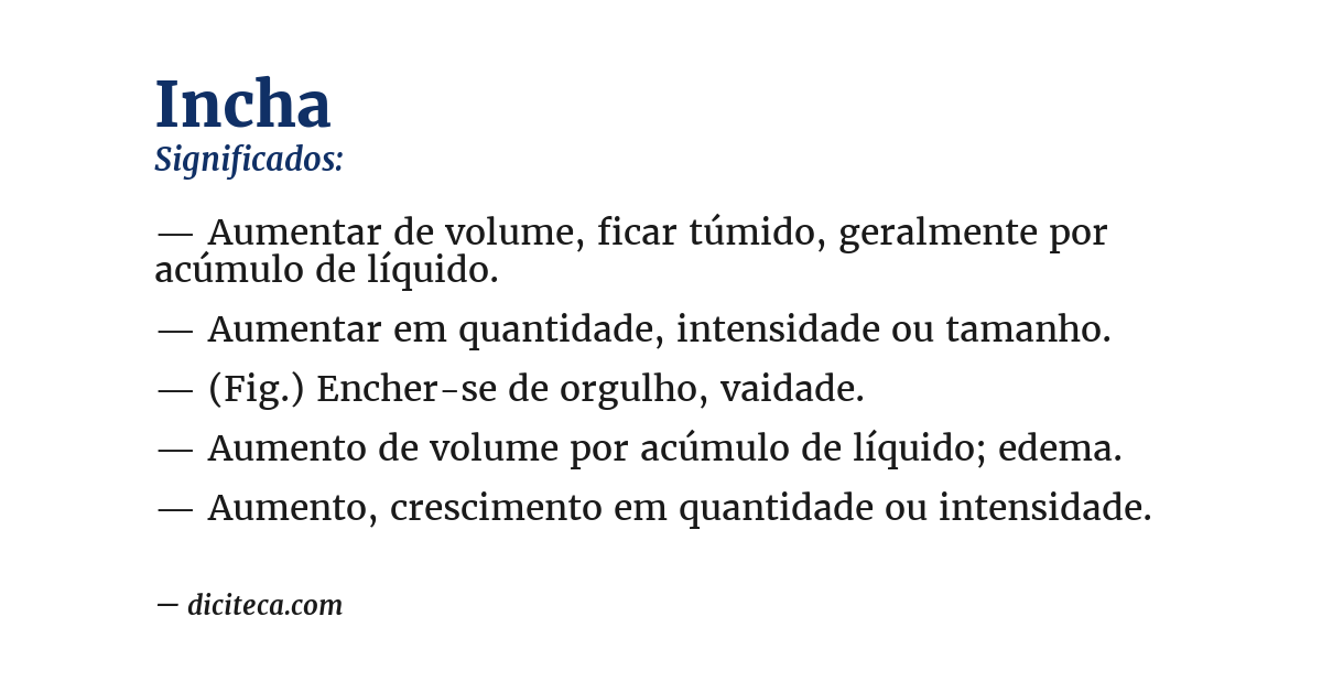 Significado de incha