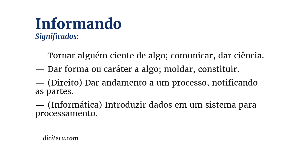 Significado de informando