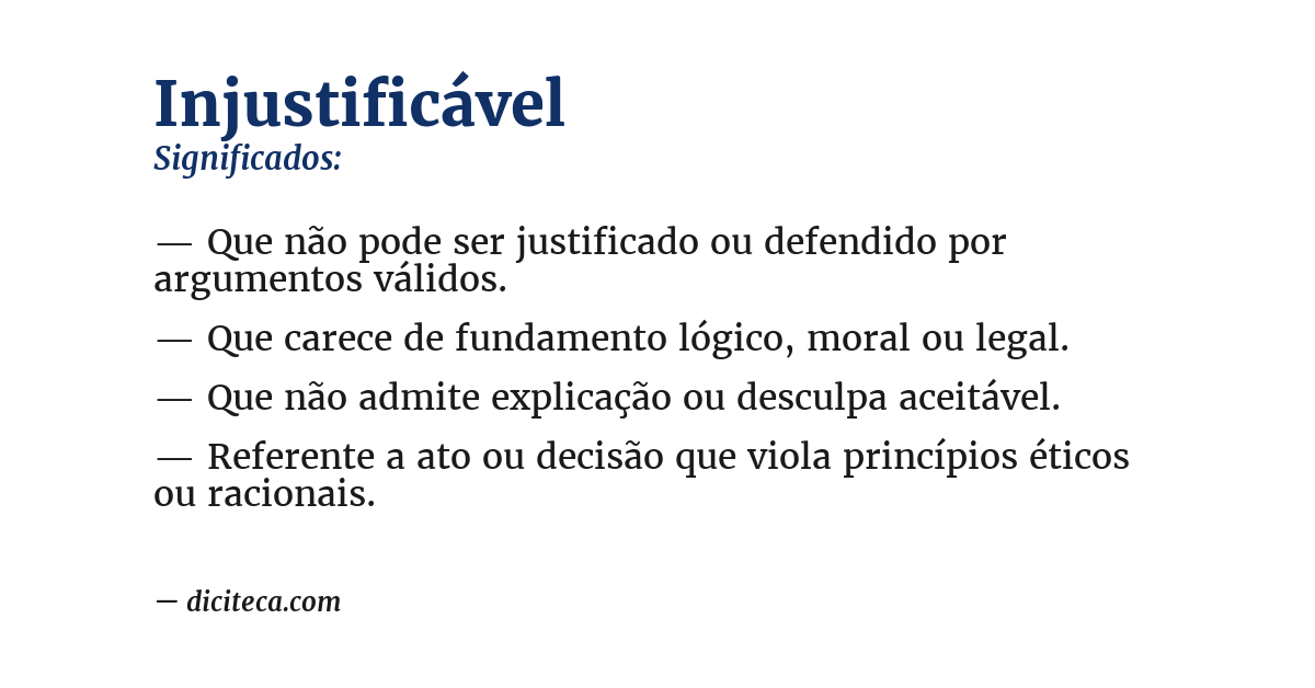 Significado de injustificável
