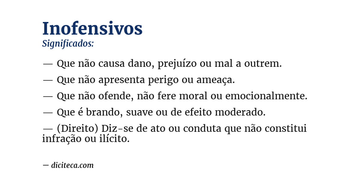 Significado de inofensivos