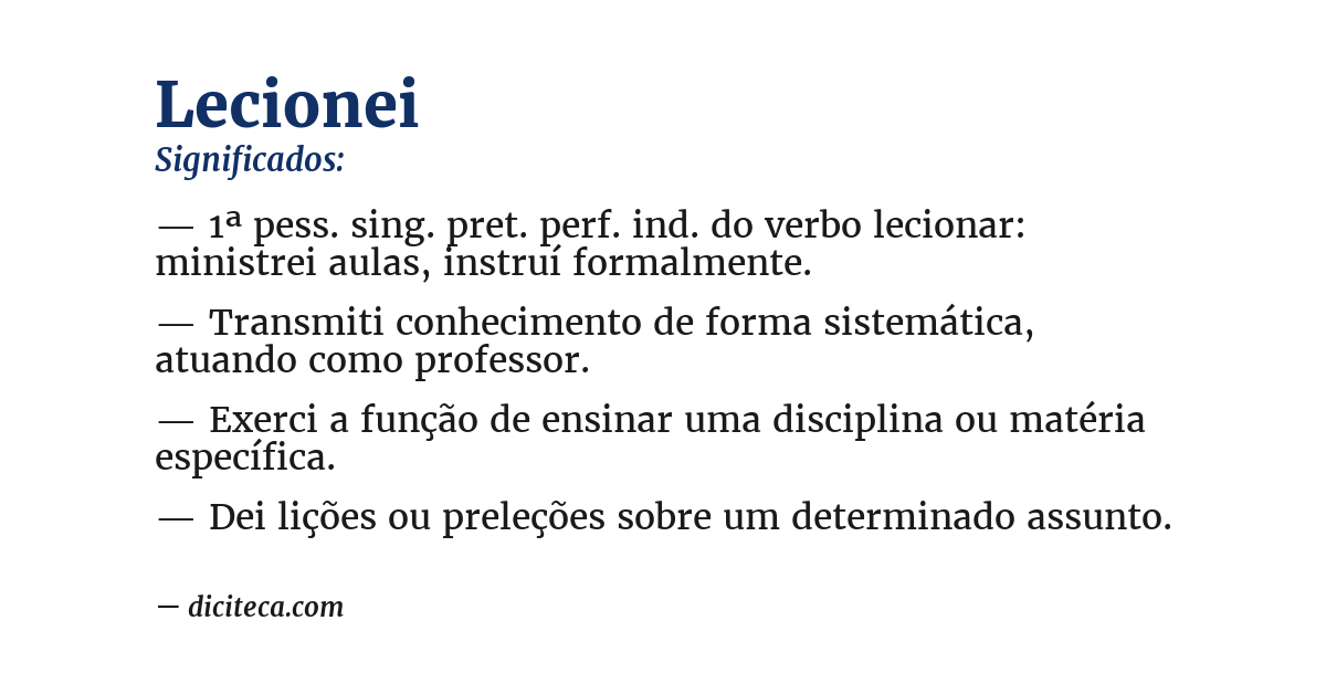 Significado de lecionei
