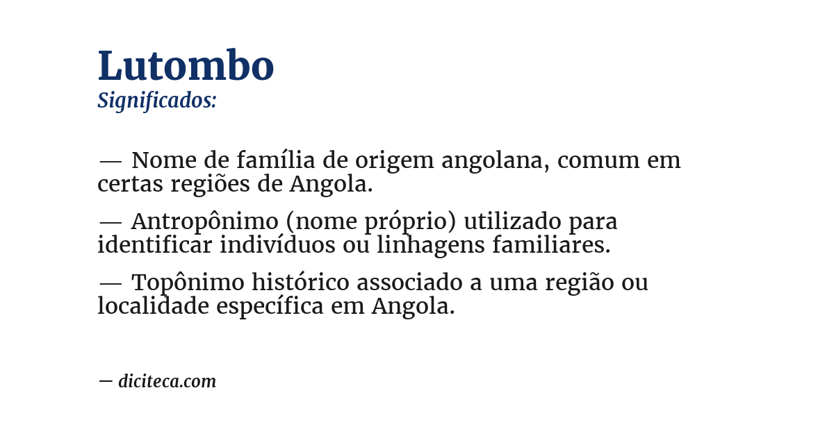 Significado de lutombo