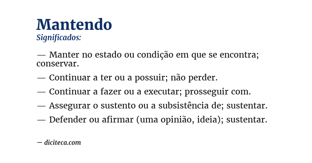 Significado de mantendo
