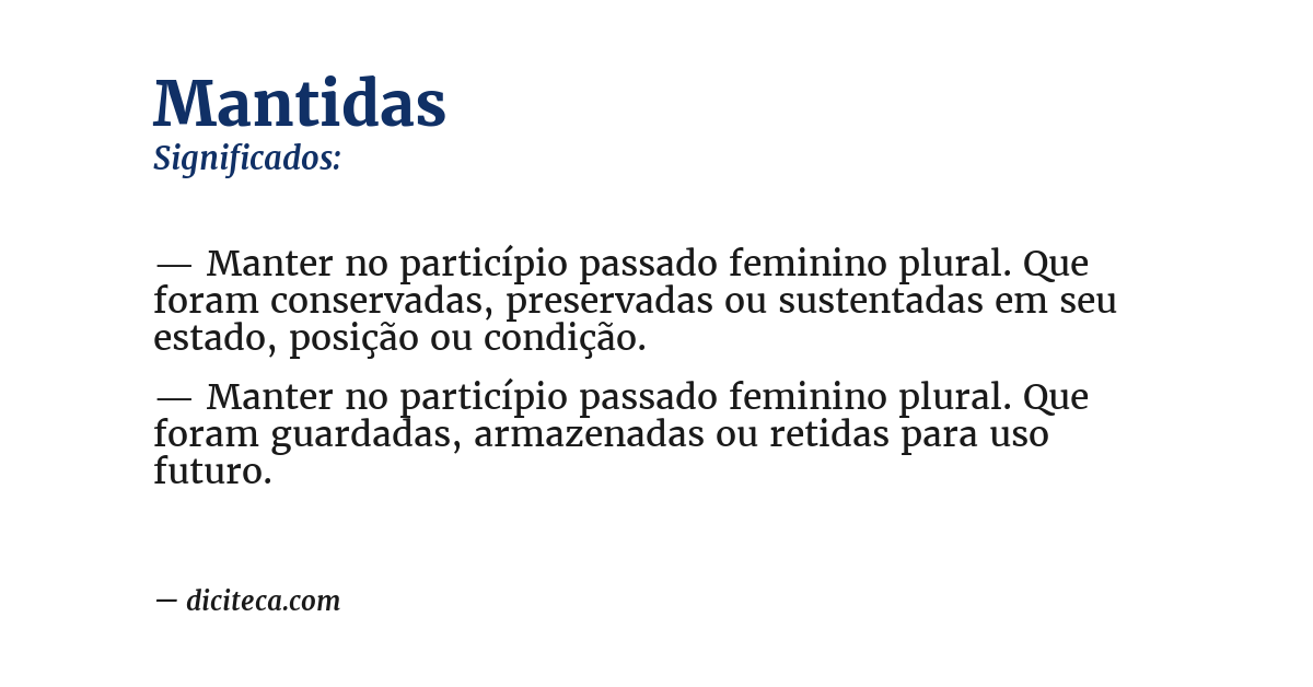 Significado de mantidas
