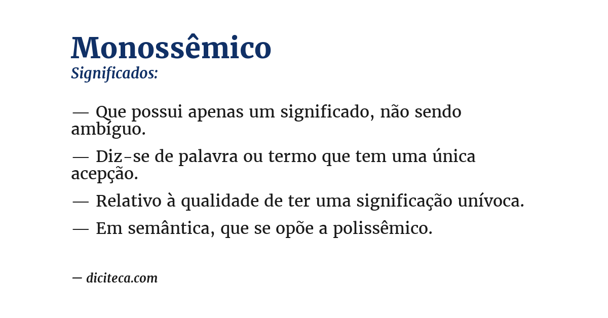 Significado de monossêmico