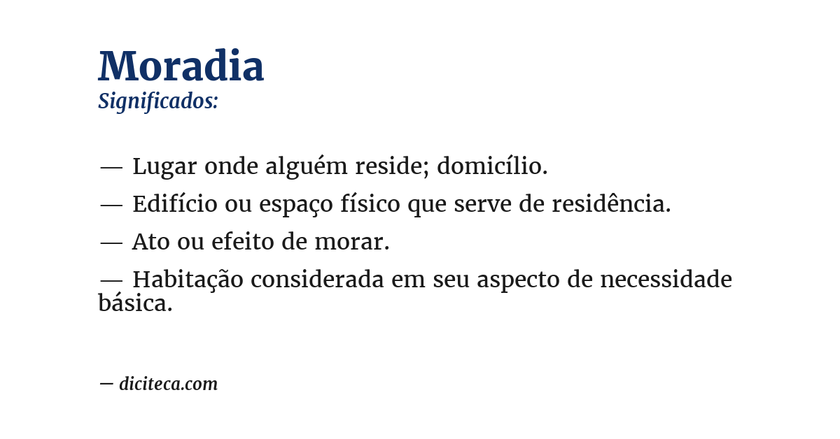 Significado de moradia