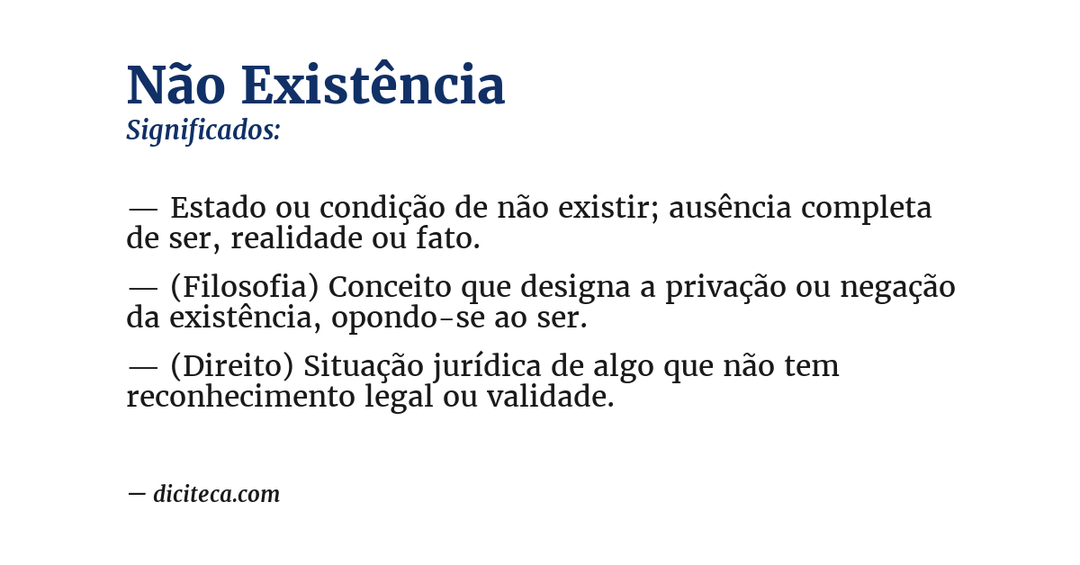 Significado de não existência