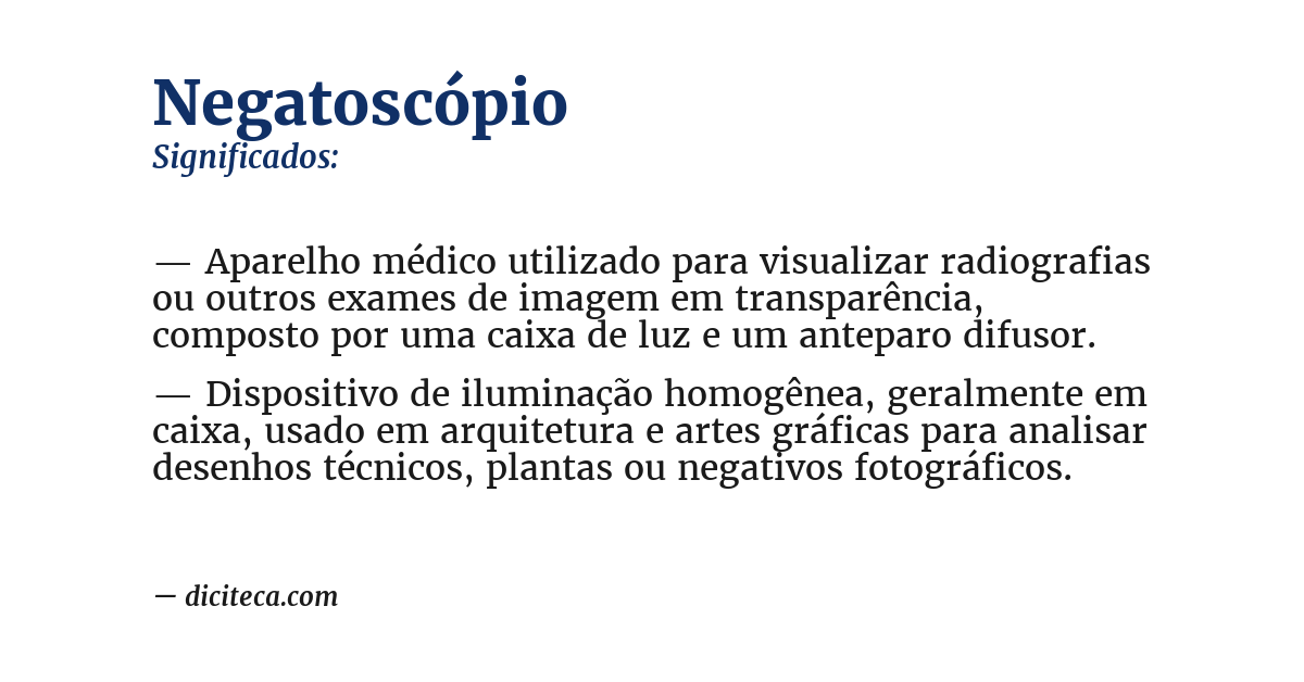 Significado de negatoscópio